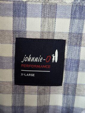 NWOT-(2) Johnnie-O Performance Button Up Shirt Men XL Blue & Grey Plaid & Graham